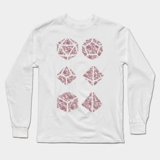 Peach, Purple, and Orange Gradient Rose Vintage Pattern Silhouette Polyhedral Dice - Dungeons and Dragons Design Long Sleeve T-Shirt